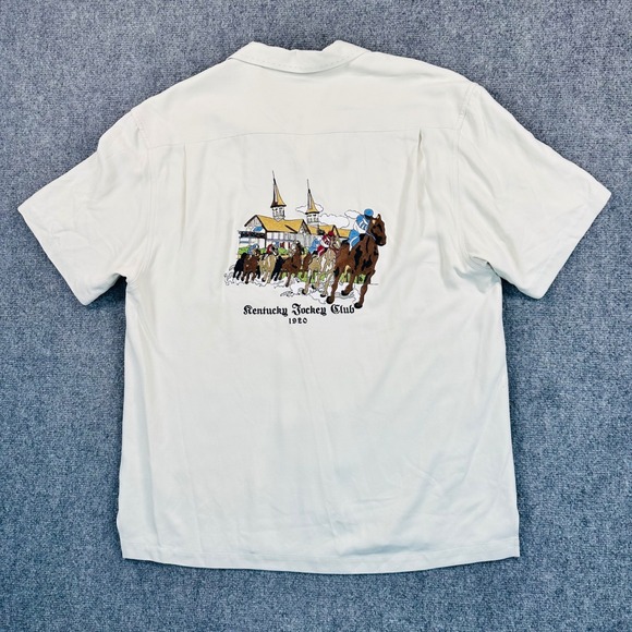 Vintage Nat Nast 100% Silk Camp Shirt Mens M Kentucky Jockey Club Horse Race - Picture 3 of 13